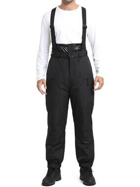 Men's Snow Bibs, Baggy Adjustable Suspender Ski Pants for Winter Sports